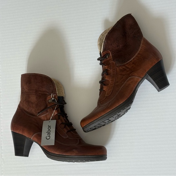 Gabor Cosmic Lace Up Ankle Leather Boots Women’s Size 8 NWT - Picture 1 of 9